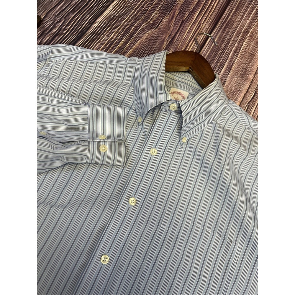 Brooks Brothers 346 Long Sleeve Button Up‎ Blue Striped Mens Large Shirt
